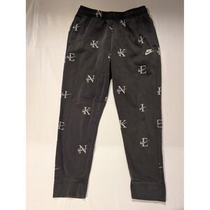 Nike All Over Logo Men Large Jogger Sweatpants Charcoal Gray Active Comfort